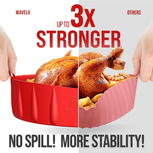 WAVELU Air Fryer Silicone Pot Liner | EXTRA STRONG | Food Safe Air fryers Oven Accessories | Replacement of Flammable Parchment Paper | No More Ha...