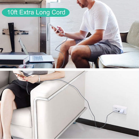 Adaptive Fast Charging Wall Charger Kit Set with USB Type C Cable Fast Charging 10ft, Excgood USB Fast Charger Compatible with Galaxy S8/9+/10e,No...