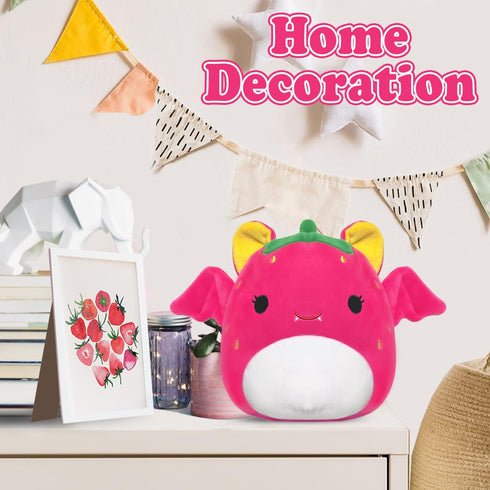 ROMINVIC Strawberry Bat Plush,8 inch Stuffed Animal Bat Plush Pillow, 3D Kawaii Bat Plushie Stuffed for Christmas Birthday Kids Gifts Home Decorat...