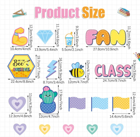 113 Pcs Motivational Bulletin Board Our Class is Fantastick Bulletin Board Decors Positive Affirmations Accent Cutouts for Classroom Teachers Back...