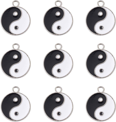 KISSITTY 20pcs Yin Yang Enamel Charm 21x18mm Double Sided Enamel Yoga Meditation Dangle Charm Pendants for Earrings Necklace Bracelet Jewelry Maki...