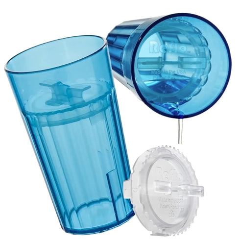 Reflo Smart Cup (Blue 2-Pack) Open Training Cup, Toddler Cup, No Suction 6oz, 360 Control-Flow, USA MADE Premium High-Impact Plastic...