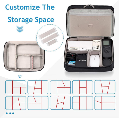 Electronics Travel Organizer, Double Layer Cable Organizer Bag Waterproof Electronics Accessories Storage Bag for Charger, Phone, Power Bank, Hard...