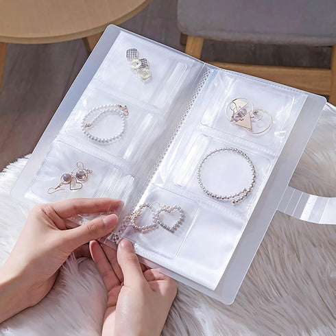 Travel Jewelry Case Organizer Display, PVC Waterproof Foldable Jewelry Storage Roll for Earrings, Necklaces, Rings, Bracelets, Brooches...