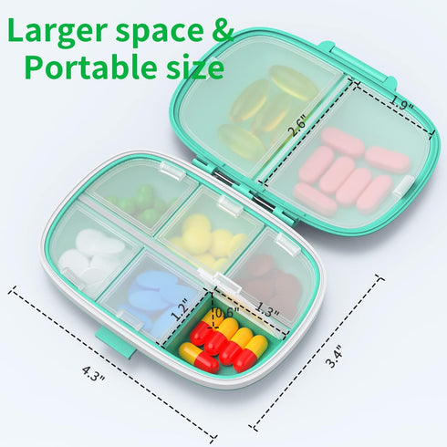 3 Pack 8 Compartments Travel Pill Box,Pill Organizer 7 Days Moisture Proof Small Pill Case for Pocket Purse Daily Portable Medicine Vitamin Holder...