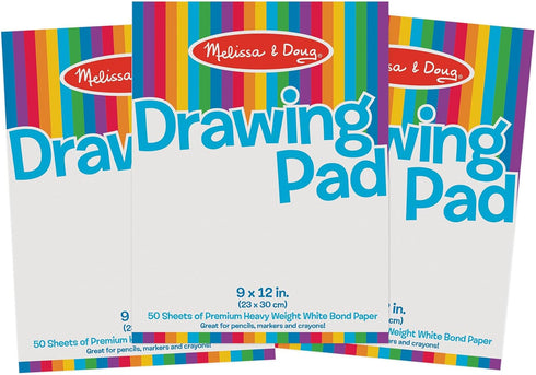Melissa & Doug Drawing Paper Pad (9 x 12 inches) - 50 Sheets, 3-Pack - FSC Certified...