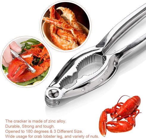 10PCS Crab Nut Crackers and Seafood Tools,Stainless Steel Lobster Crackers and Picks Set,Including 2 Lobster Crab Crackers, 4 Lobster Sheller Kniv...