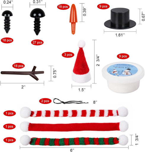 BANBBUR 9Pack Build a Snowman Kit Snowman Crafts for Kids,Modeling Clay Snowman DIY Kit, Christmas Stocking Stuffers for Kids,Christmas Crafts Xma...