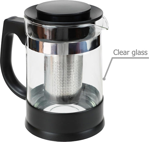 Glass Teapot Tea Kettle with Removable Infuser and Heat Resistance Base for Making and Serving Blooming Tea, Loose Leaf Tea - Capacity is 950ml/32...
