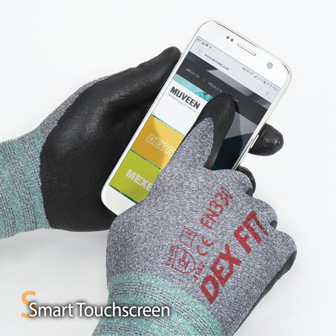 DEX FIT Nitrile Work Gloves FN330, 1 Pair, 3D-Comfort Stretchy Fit, Firm Grip, Thin & Lightweight, Touch-Screen Compatible, Durable, Breathable & ...