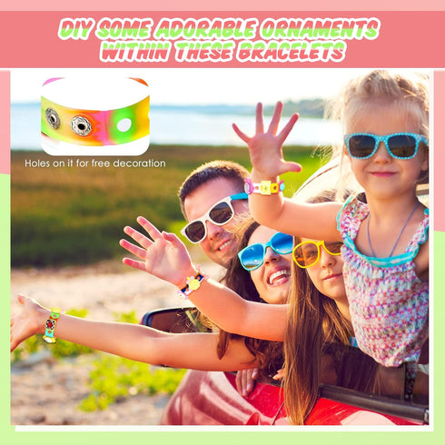 Batiyeer Silicone Charm Bracelet kids Silicone Wristbands Adjustable Colorful Rubber Bracelet 7.08 Inch Wristbands Bracelets with Holes for School...
