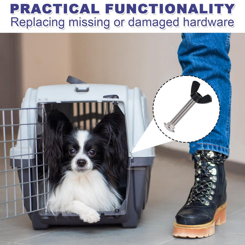 Pet Carrier Metal Fasteners, 10pcs M6 Stainless Steel Replacement Bolts and 10pcs Plastic Butterfly Nuts for Repairing Pet Boxes Pet Carrier Repla...