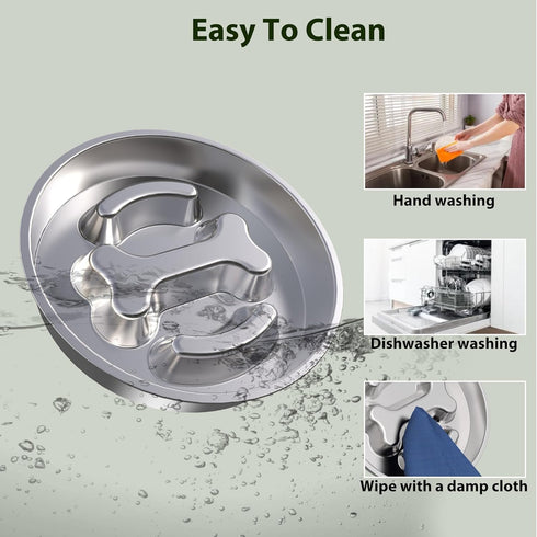 Slow Feeder Dog Bowls Stainless Steel Non-Slip Dog Food Bowl for Small Medium Breeds 2 Cups Dog Slow Feeder Bowl for Fast Eaters Slows Down Eating...