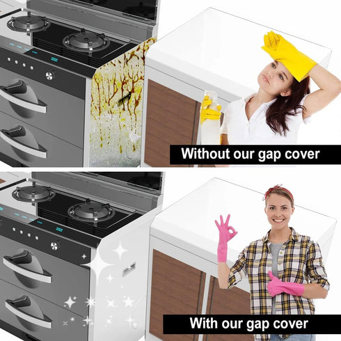 Silicone Kitchen Stove Counter Gap Covers, Anti-Slip Non-Tacky Filler Seals Spills Between Counter, Stovetop, Oven, Washer, Set of 2 (21 Inches, Black) by Gosmol
