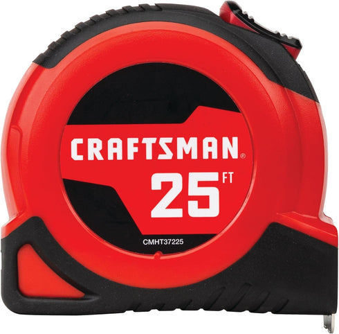 CRAFTSMAN 25-Ft Tape Measure with Fraction Markings, Retractable, Self-Locking Blade (CMHT37225)...