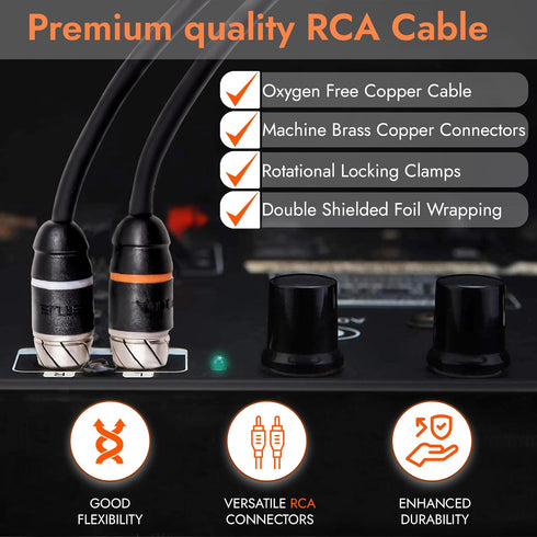 Elite Audio Premium Series 6ft. 2-Channel Car Audio RCA Cable – Double Shielded, Oxygen Free Copper, Noise Reducing Audio Cable for Amplifiers, Su...