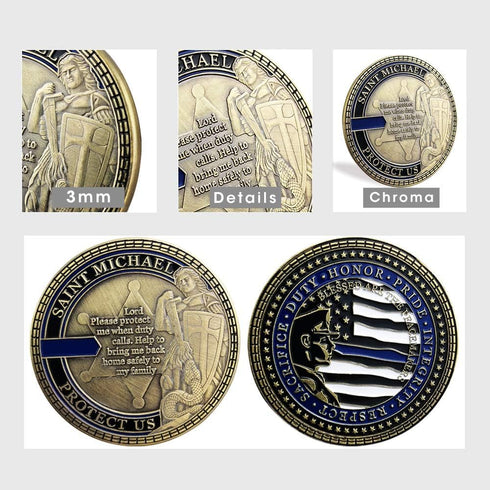 Police Challenge Coin Saint Michael Prayer Dog Tag Pendant Necklace...