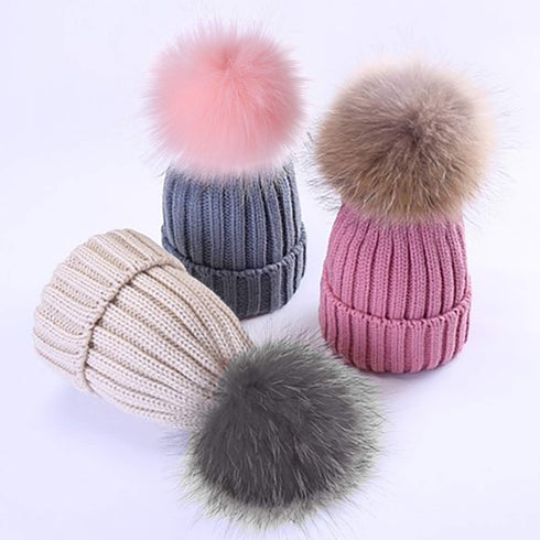 Coopay 24 Pieces Faux Fox Fur Pom Pom Balls DIY Fur Fluffy with Elastic Loop for Hats Keychains Scarves Gloves Bags Charms Knitting Accessories (M...