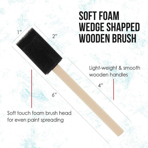 US Art Supply 1 inch Foam Sponge Wood Handle Paint Brush Set (Value Pack of 25) - Lightweight, durable and great for Acrylics, Stains, Varnishes, ...
