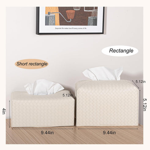 Tissue Box Cover PU Leather Tissue Holder Square Facial Tissue Case Facial Paper Organizer Dispenser for Bathroom, Vanity Countertop, Tabletop, Ca...