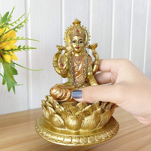 BangBangDa Hindu Goddess Lord Laxmi Statue - Lakshmi Statue Indian God Home Office Temple Mandir Puja Items India Idol Figurine Murti Pooja Diwali...