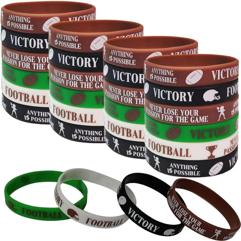 36 PCS Football Motivational Rubber Bracelets - Super Bowl Sports/Football Birthday Party Favors Supplies Decorations Gifts Prize Silicone Wristba...