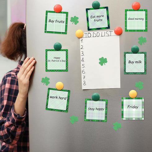 9 Pieces St. Patrick's Day Plaid Sticky Notes Green St. Patrick's Day Plaid Note Pads Self-Adhesive Irish Memo Notes for School Office Home Suppli...