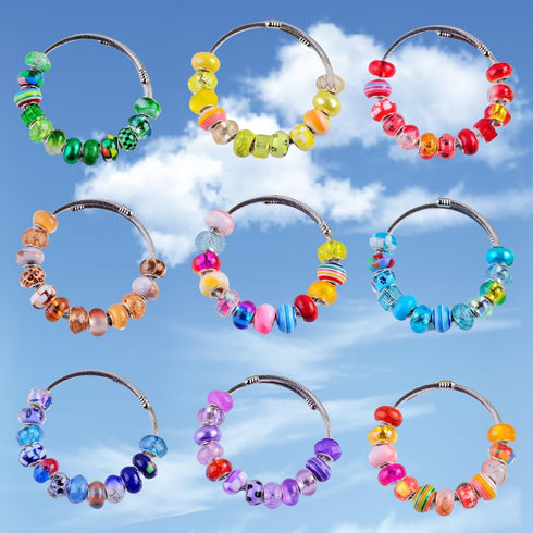 Large Hole Beads for Bracelet Jewelry Making Bulk,100pcs 15mm European Beads for Pens,Spacer Charm Lampwork Murano Glass Crystal Beads for Crafts ...