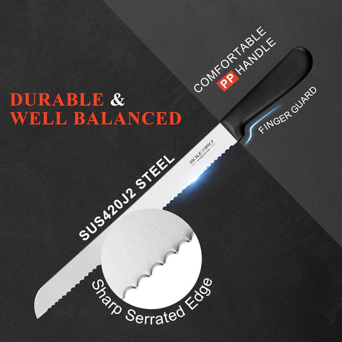 10 Inch Serrated Knife for Homemade Bread With Sheath, Wide Wavy Edge Blade For Bread Cake Cutting Slicing, High-Carbon Japanese Stainless Steel...