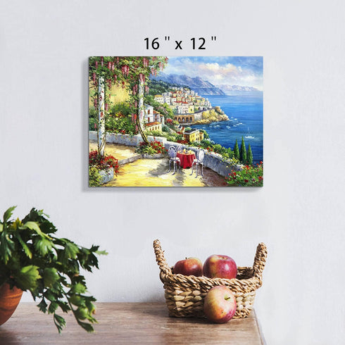 SD SOFT DANCE European Town Canvas Wall Art - Italian Landscape Artwork Painting Reproduction Print for Living Room Bedroom (12'' x 16'' x 1 Panel...
