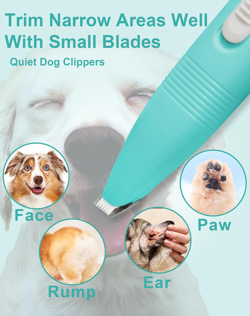 Dog Grooming Clippers, Dog Paw Trimmer with Detachable Ceramic Blade for Trimming Small Areas of Pet's Hair, Low Noise Paw Grooming Shaver for Cat...