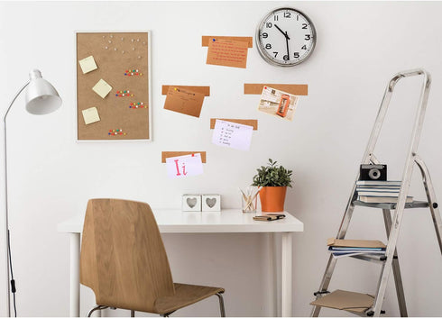 Uanchu Cork Strips Bulletin Bar Strips Pin Board Bar Strips Frameless Notice Board Strip with 1 Roll Double Side Tape 100 Push Pins for Office Bac...