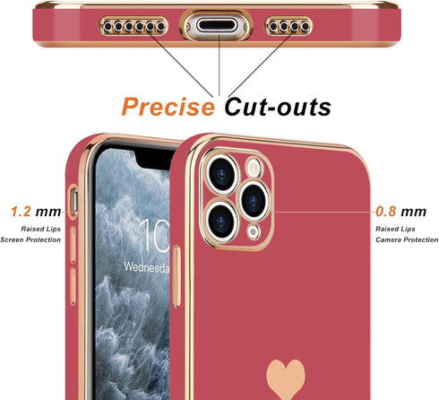 Teageo for iPhone 11 Pro Max Case for Girl Women Cute Love-Heart Luxury Bling Soft Back Cover Raised Full Camera Protection Bumper Silicone Shockp...