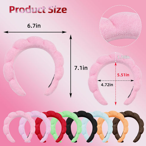 BLAAROOM Spa Headband for Women Soft Puffy Sponge Terry Towel Cloth Head Band for Washing Face Bubble Skincare Makeup Headband Hair Accessory(Pink...
