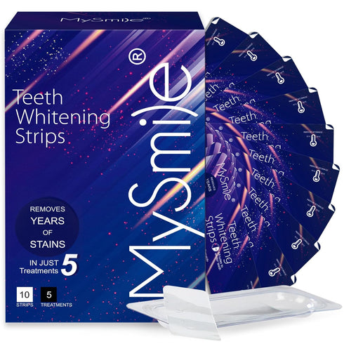 MySmile Advanced Teeth Whitening Strips - Non-Sensitive Formulated 5X Plus Whitening Results, Safe for Enamel - 10 Whitening Strips Dental Stain R...