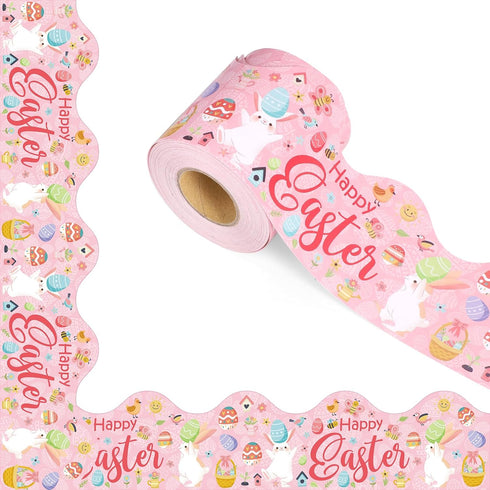 Easter Bulletin Board Borders, 65.6ft Easter Bulletin Board Stickers Bunny Easter Egg Bulletin Board Decorations Spring Bulletin Border for Classr...