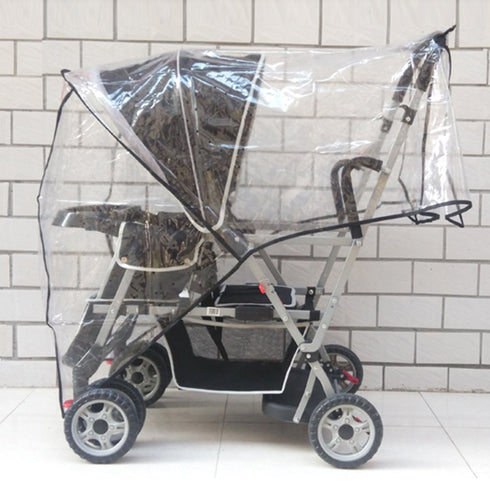 Weather Shield Double Popular for Swivel Wheel Stroller Universal Size Baby Rain Cover/Wind Shield Deal (Black)...