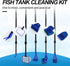 Fish Tank Cleaning Tools, 5 in 1 Cleaning Tool Kit, Aquarium Clean Set,Fish Net Gravel Rake Algae Scraper Fork Sponge Brush Glass Cleaner Tools Ki...