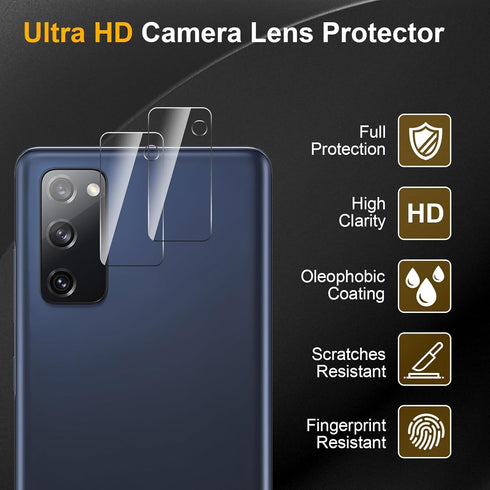3 Pack Privacy Screen Protector for Samsung Galaxy S20 FE With 3 Pack Camera Lens Protector, Anti Spy Tempered Glass 9H Hardness, Black Protector ...