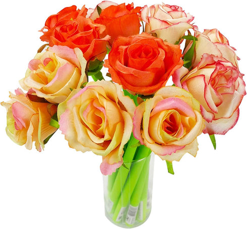 12Pcs Artificial Rose Pens Party Favors Valentine's Day Gifts Mother's Day Gift Red Rose Flower Pen Gel Ink Pens for Women Girls Teens Office Scho...