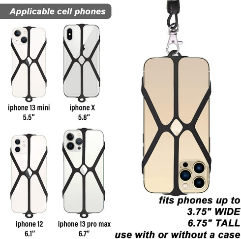 Cell Phone Lanyard, Phone Lanyard Tether with Patch, 2 in 1 iPhone Lanyard Tether with Carabiner Clip for Anti-Drop Outdoor Skiing Hiking Cycling ...