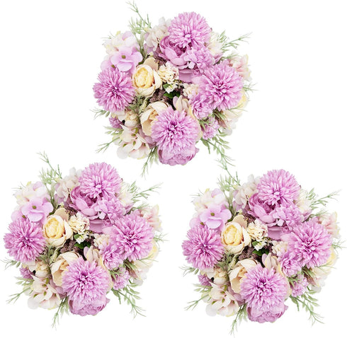 6 Pack Artificial Flowers, Fake Faux Peony Silk Hydrangea Plastic Carnations Daisy Realistic Flower Arrangements for Wedding Decoration Table Cent...