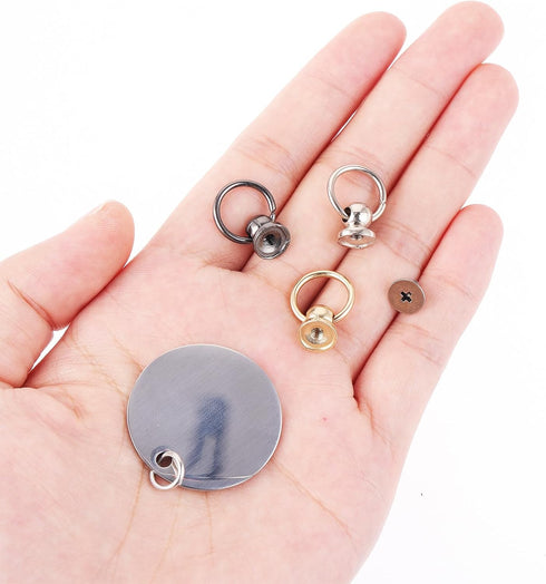 60 Set Screwback Round Head Rivet with Pull Ring, 3 Color 8MM Leather Rivets Kit Studs DIY Accessory Screw Rivets for Leather Craft Purse Phone Ca...