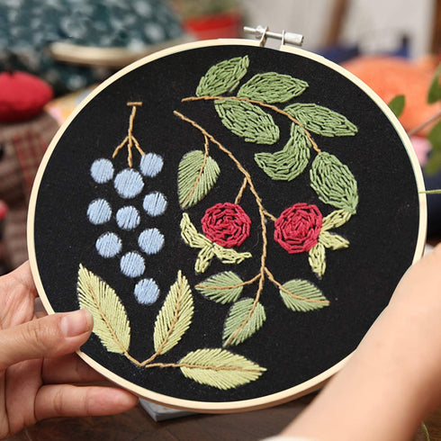 Sanlykate Full Range Embroidery Starter Kit - Embroidery Cloth with Pattern and Instructions, including Bamboo Hoop, Color Threads, Tools Kit for ...