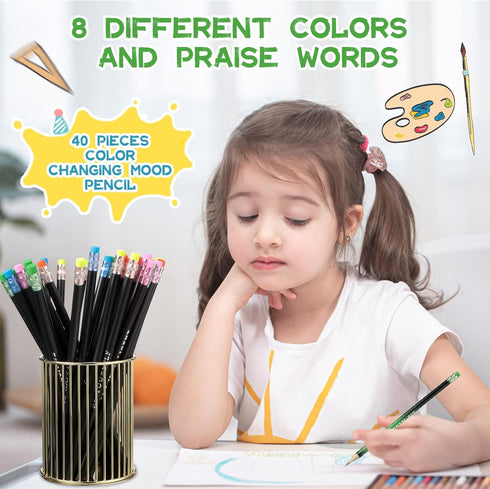 40 Pcs Motivational Pencils Back to School Pencils Color Changing Mood Pencil Inspirational Pencil Cute Pencil Personalized Pencil with Saying Hea...