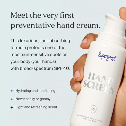 Supergoop! Handscreen SPF 40, 1 fl oz - Preventative, SPF Hand Cream For Dry Cracked Hands - Fast-Absorbing, Clean ingredients, Non-Greasy Formula...