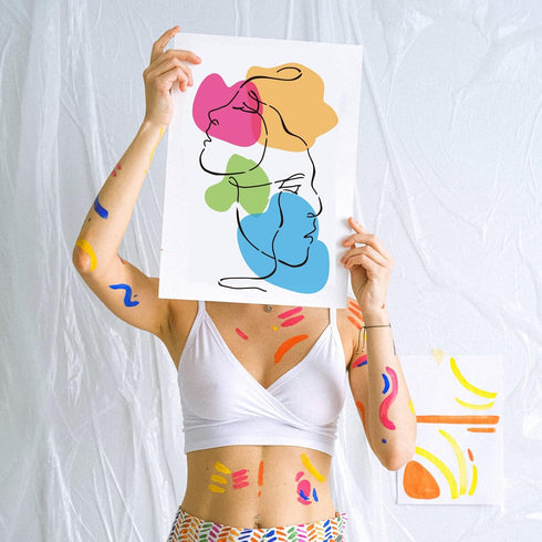 FINGERINSPIRE Abstract Faces Stencil 8.3x11.7 inch Two Women Face Stencil Template Plastic Faces Line Pattern Painting Stencil Reusable Stencils D...