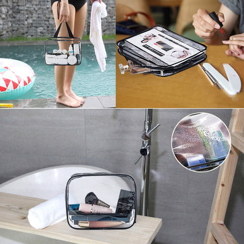 APREUTY Clear Makeup Bags, TSA Approved 6 Pcs Cosmetic Makeup Bags Set Clear PVC with Zipper Handle Portable Travel Luggage Pouch Airport Airline ...
