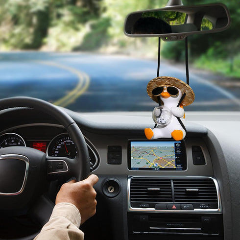 2PCS Swinging Ducks Car Hanging Ornament Interior Rearview Mirror Accessories Car Pendant Rearview Mirror Decoration Gift (Sunglasses and Dice)...
