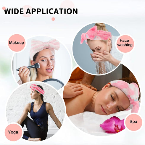 WHAVEL 9 Pack Pink Spa Headband for Washing Face, Makeup Headband Skincare Headbands Face Wash Headband Fluffy Hair Band for Washing Face (B. Pink...
